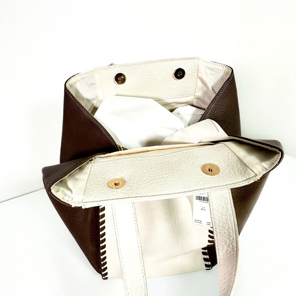 Anthropologie Two Tone Satchel in Cream NWT